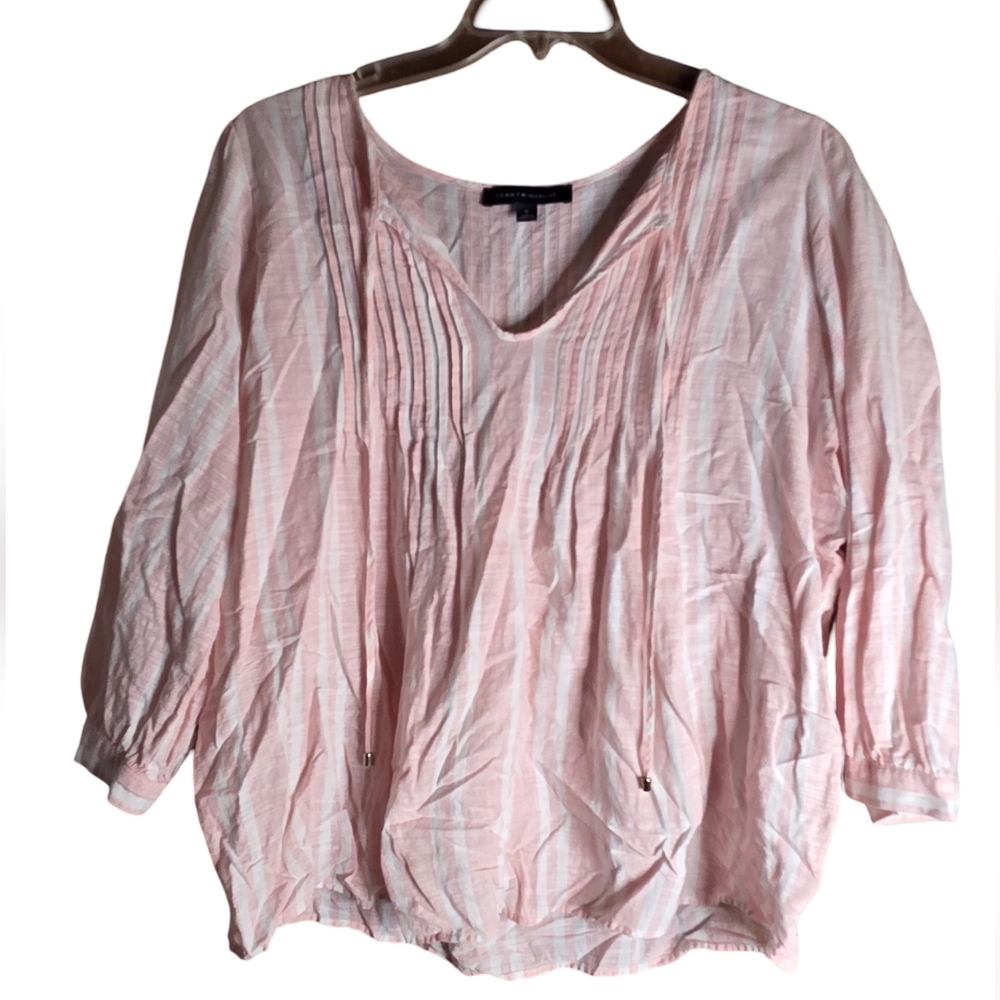Tommy Hilfiger Pink & White Striped Blouse Size 1X